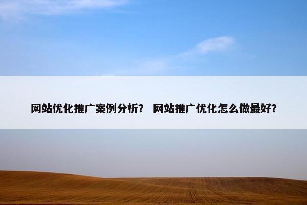 网站优化推广案例分析？ 网站推广优化怎么做最好？-第1张图片-冷动云