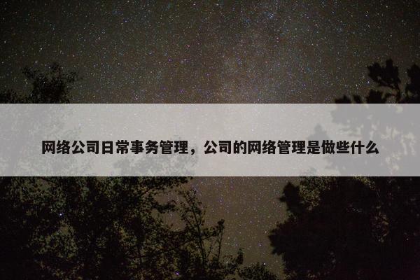 网络公司日常事务管理，公司的网络管理是做些什么-第1张图片-冷动云