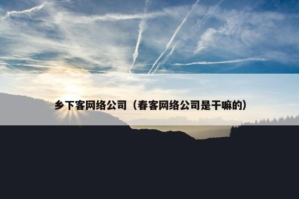 乡下客网络公司（春客网络公司是干嘛的）-第1张图片-冷动云