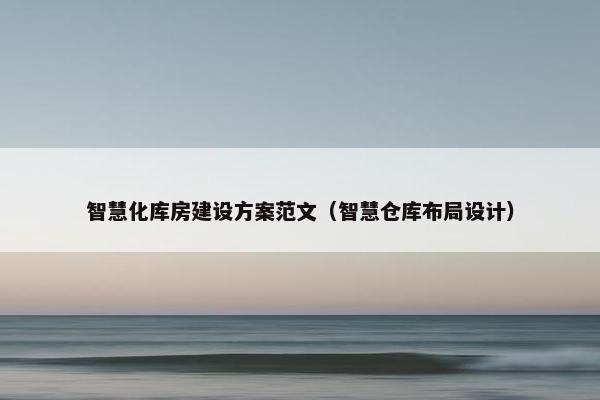 智慧化库房建设方案范文（智慧仓库布局设计）-第1张图片-冷动云