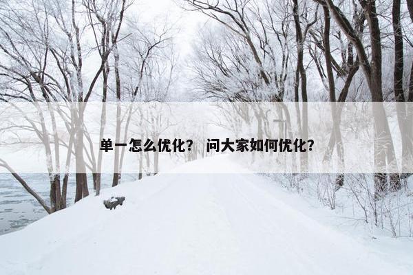 单一怎么优化？ 问大家如何优化？-第1张图片-冷动云