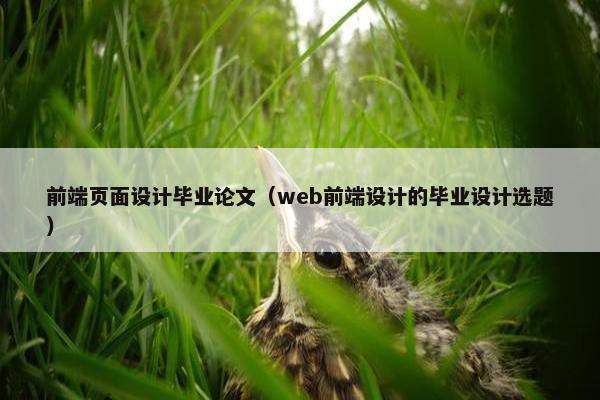 前端页面设计毕业论文（web前端设计的毕业设计选题）-第1张图片-冷动云