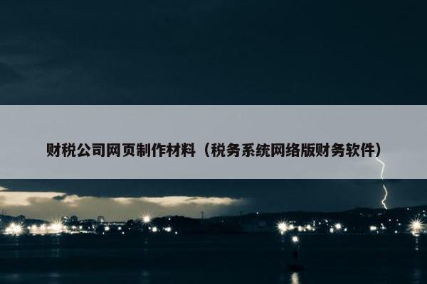 财税公司网页制作材料（税务系统网络版财务软件）-第1张图片-冷动云