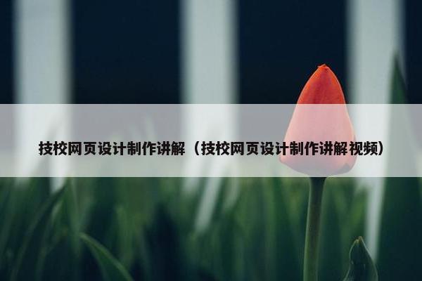 技校网页设计制作讲解（技校网页设计制作讲解视频）-第1张图片-冷动云