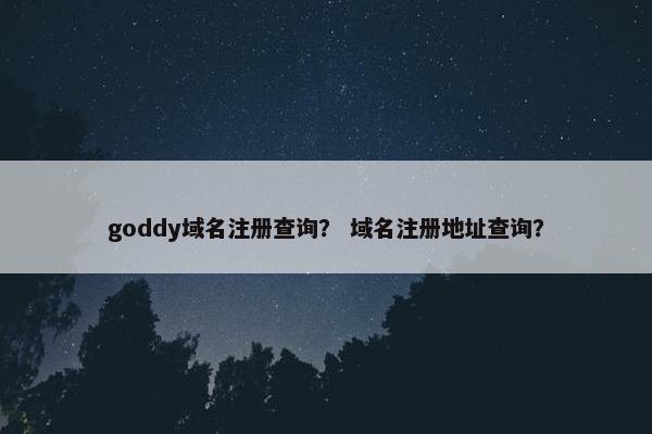 goddy域名注册查询？ 域名注册地址查询？-第1张图片-冷动云