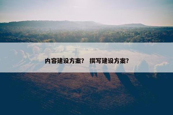 内容建设方案？ 撰写建设方案？-第1张图片-冷动云