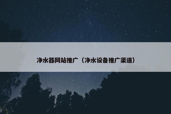 净水器网站推广（净水设备推广渠道）-第1张图片-冷动云