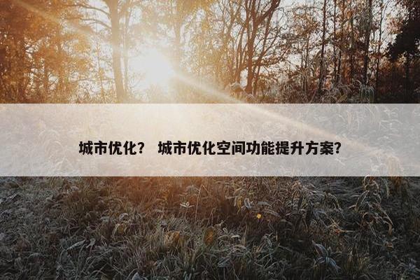 城市优化？ 城市优化空间功能提升方案？-第1张图片-冷动云