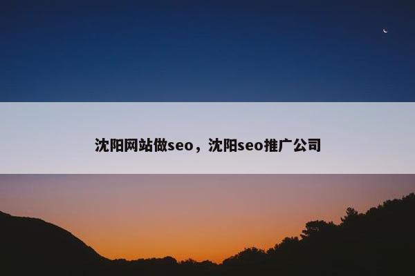 沈阳网站做seo，沈阳seo推广公司-第1张图片-冷动云