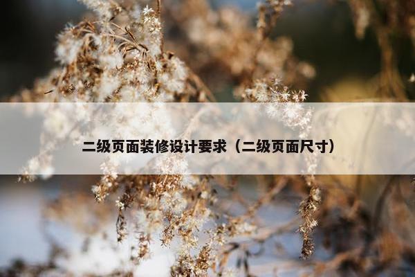 二级页面装修设计要求（二级页面尺寸）-第1张图片-冷动云