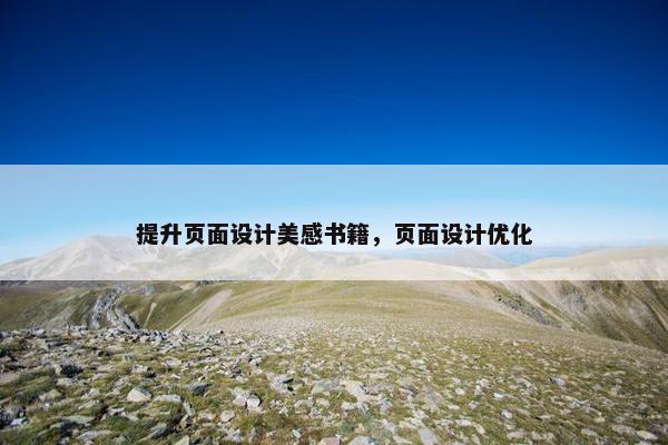 提升页面设计美感书籍，页面设计优化-第1张图片-冷动云