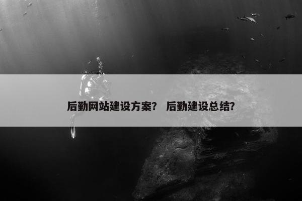 后勤网站建设方案？ 后勤建设总结？-第1张图片-冷动云