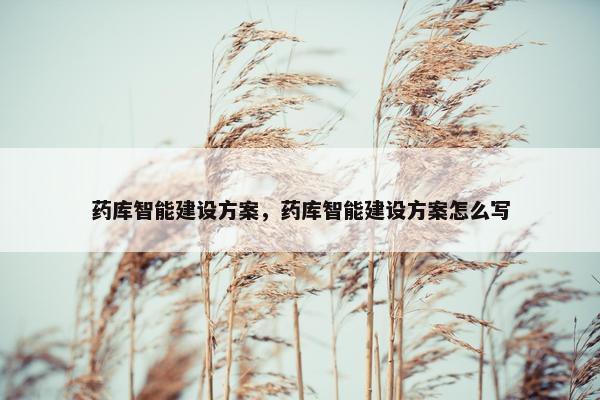 药库智能建设方案，药库智能建设方案怎么写-第1张图片-冷动云