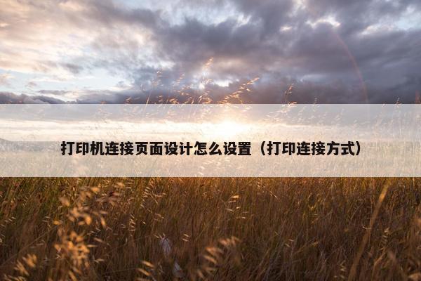 打印机连接页面设计怎么设置（打印连接方式）-第1张图片-冷动云