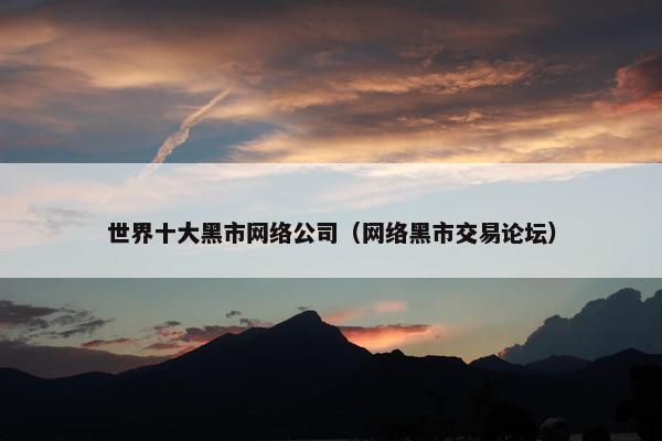 世界十大黑市网络公司（网络黑市交易论坛）-第1张图片-冷动云