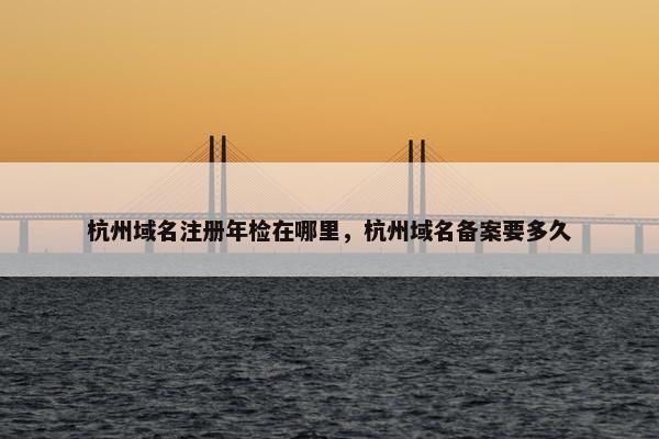 杭州域名注册年检在哪里，杭州域名备案要多久-第1张图片-冷动云