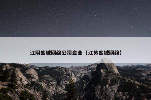 江阴盐城网络公司企业（江苏盐城网络）-第1张图片-冷动云