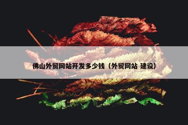 佛山外贸网站开发多少钱（外贸网站 建设）-第1张图片-冷动云