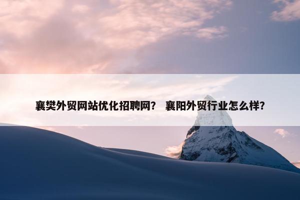 襄樊外贸网站优化招聘网？ 襄阳外贸行业怎么样？-第1张图片-冷动云