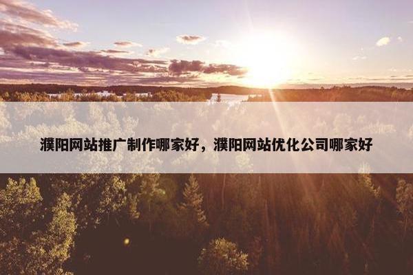 濮阳网站推广制作哪家好，濮阳网站优化公司哪家好-第1张图片-冷动云