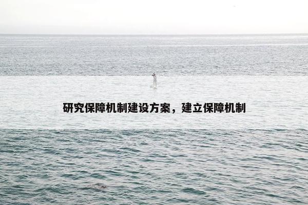 研究保障机制建设方案，建立保障机制-第1张图片-冷动云