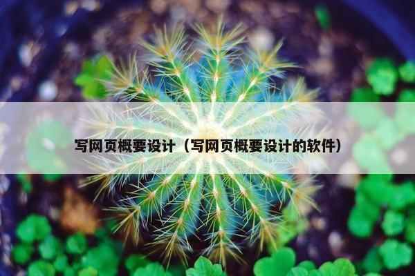 写网页概要设计（写网页概要设计的软件）-第1张图片-冷动云