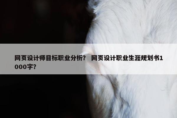 网页设计师目标职业分析？ 网页设计职业生涯规划书1000字？-第1张图片-冷动云