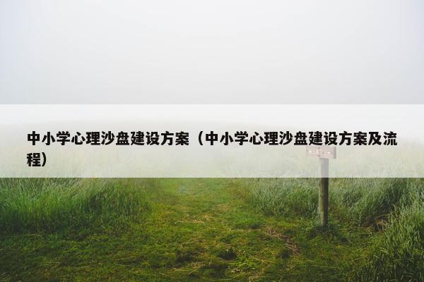 中小学心理沙盘建设方案（中小学心理沙盘建设方案及流程）-第1张图片-冷动云