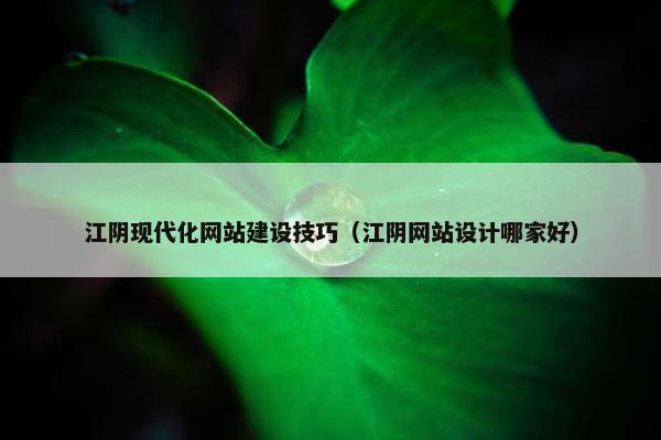 江阴现代化网站建设技巧（江阴网站设计哪家好）-第1张图片-冷动云