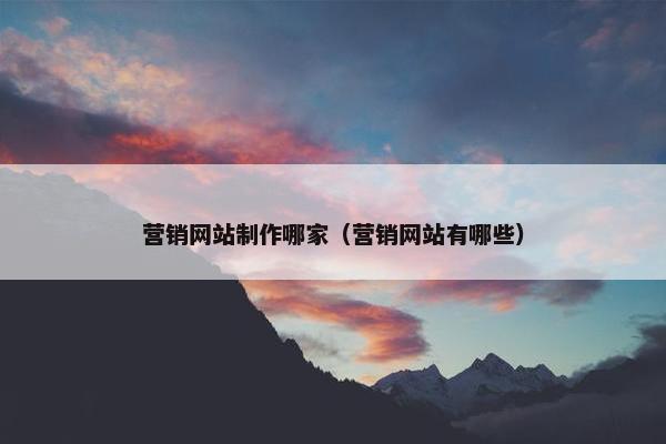 营销网站制作哪家（营销网站有哪些）-第1张图片-冷动云