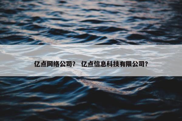 亿点网络公司？ 亿点信息科技有限公司？-第1张图片-冷动云