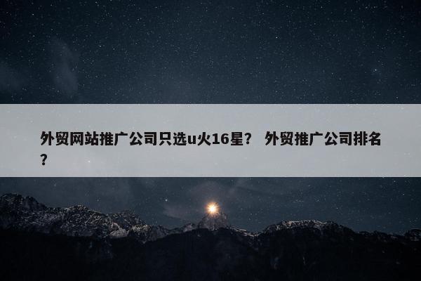 外贸网站推广公司只选u火16星？ 外贸推广公司排名？-第1张图片-冷动云