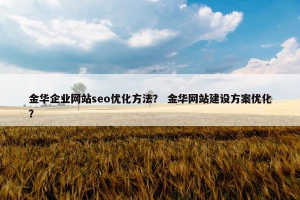 金华企业网站seo优化方法？ 金华网站建设方案优化？-第1张图片-冷动云