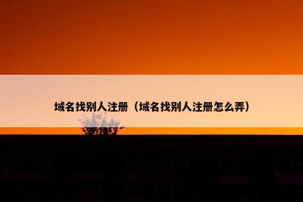 域名找别人注册（域名找别人注册怎么弄）-第1张图片-冷动云