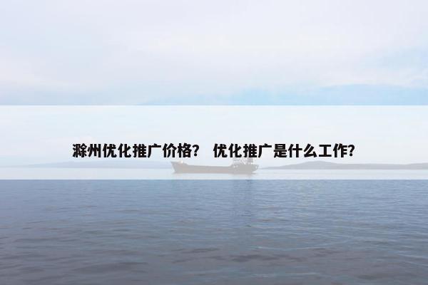 滁州优化推广价格？ 优化推广是什么工作？-第1张图片-冷动云