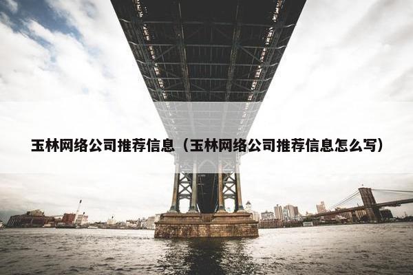 玉林网络公司推荐信息（玉林网络公司推荐信息怎么写）-第1张图片-冷动云