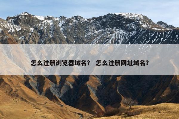 怎么注册浏览器域名？ 怎么注册网址域名？-第1张图片-冷动云
