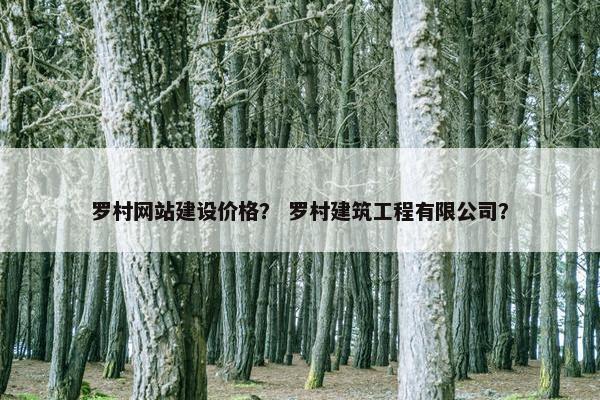 罗村网站建设价格？ 罗村建筑工程有限公司？-第1张图片-冷动云
