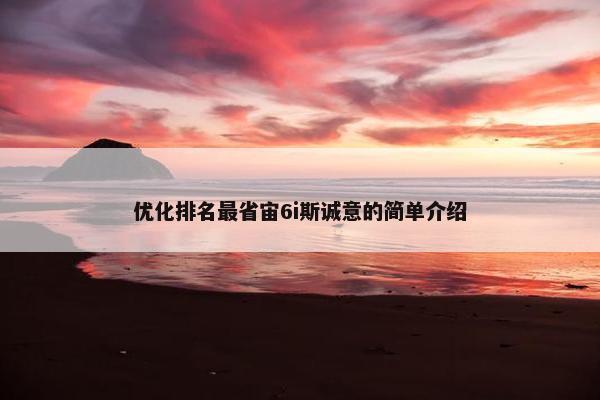 优化排名最省宙6i斯诚意的简单介绍-第1张图片-冷动云