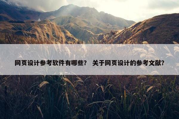网页设计参考软件有哪些？ 关于网页设计的参考文献？-第1张图片-冷动云