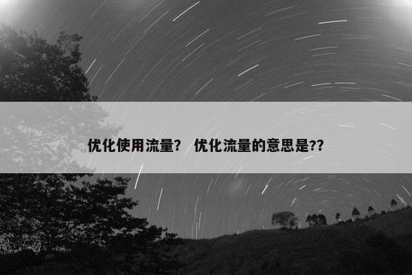 优化使用流量？ 优化流量的意思是?？-第1张图片-冷动云
