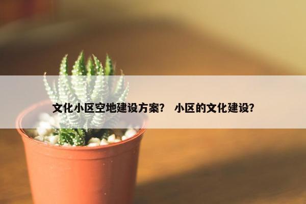 文化小区空地建设方案？ 小区的文化建设？-第1张图片-冷动云