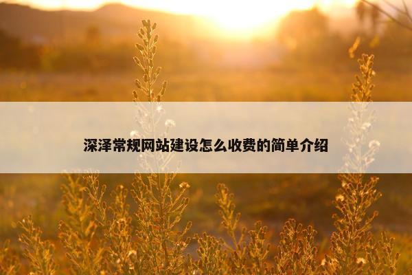 深泽常规网站建设怎么收费的简单介绍-第1张图片-冷动云