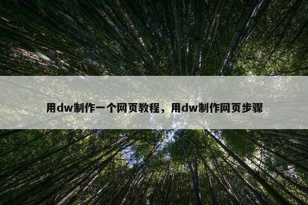 用dw制作一个网页教程，用dw制作网页步骤-第1张图片-冷动云