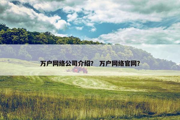 万户网络公司介绍？ 万户网络官网？-第1张图片-冷动云