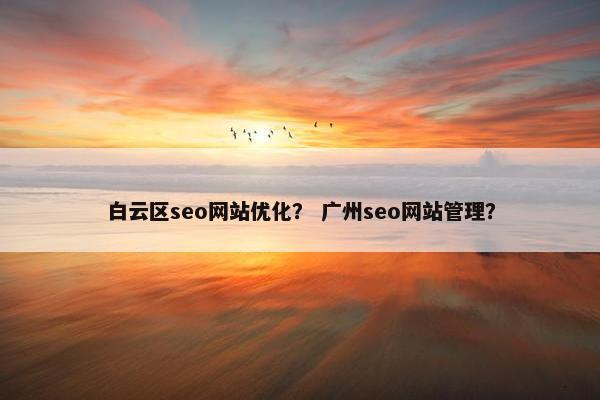白云区seo网站优化？ 广州seo网站管理？-第1张图片-冷动云