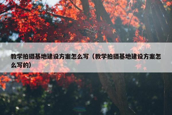 教学拍摄基地建设方案怎么写（教学拍摄基地建设方案怎么写的）-第1张图片-冷动云