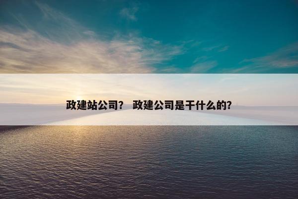 政建站公司？ 政建公司是干什么的？-第1张图片-冷动云