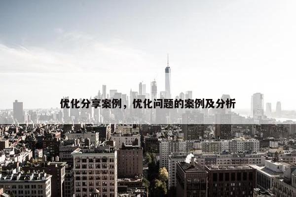 优化分享案例，优化问题的案例及分析-第1张图片-冷动云